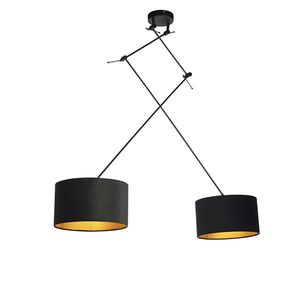 Závěsná lampa se sametovými odstíny černé se zlatem 35 cm - Blitz II černá obraz
