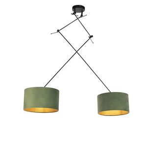 Závěsná lampa se sametovými odstíny zelené se zlatem 35 cm - Blitz II černá obraz