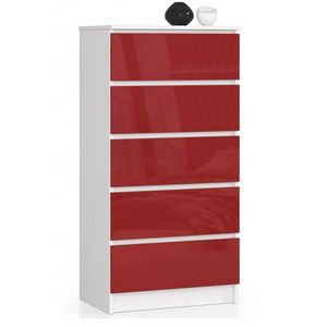 Ak furniture Komoda Kuba 60 cm - 5 šuplíků bílá/červená obraz