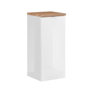 Comad Koupelnová skříňka s košem na prádlo Capri 811 1D bílý lesk/dub kraft zlatý obraz
