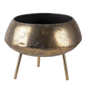 Zlatý kovový stolek s patinou na květiny - Ø 35*68 cm 5Y0877 obraz