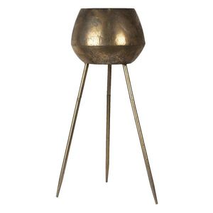 Zlatý kovový stolek Di na květiny s patinou - Ø 24*69 cm 5Y0876 obraz