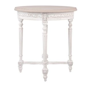 Bílý antik odkládací oválný stolek s patinou Vioné - 65*45*75 cm 5H0601 obraz