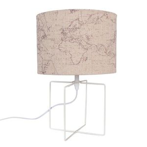 Bílá stolní lampa s béžovým stínidlem a mapou - Ø 22*34 cm E27/max 1*60W 6LMC0066 obraz