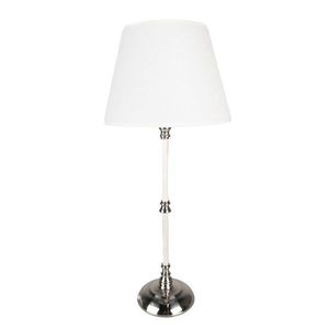 Stříbrná stolní lampa s bílým stínidlem - Ø 18*44 cm E27/max 1*60W 6LMC0068 obraz