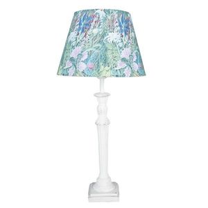 Bílá stolní lampa se zeleným květovaným stínidlem Violé - Ø 24*52 cm E27/max 1*60W 6LMC0076 obraz