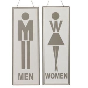 2ks závěsná kovová cedule Men Women, Femmes Hommes - 16*46 cm 12148 obraz