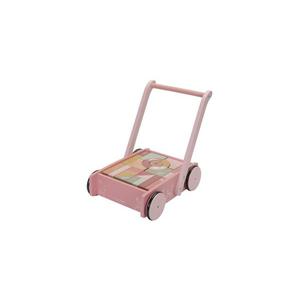 Little Dutch Little Dutch - Dřevěný vozík s kostkami růžová obraz