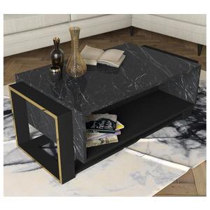 Konferenční stolek BIANCO 40, 4x106, 4 cm černá/zlatá obraz