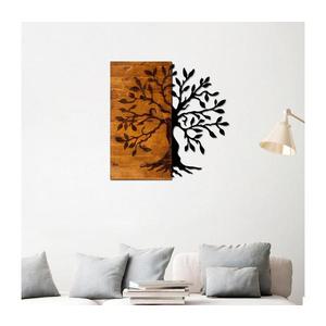 Nástěnná dekorace 58x58 cm strom dřevo/kov obraz