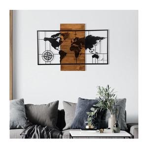 Nástěnná dekorace 58x85 cm mapa dřevo/kov obraz