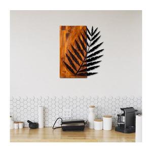 Nástěnná dekorace 58x50 cm list dřevo/kov obraz