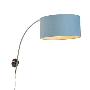 Nástěnná oblouková lampa z oceli s odstínem modré 50/50/25 nastavitelná obraz