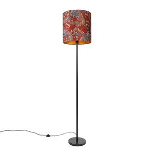 Stojací lampa černý odstín páv design červená 40 cm - Simplo obraz