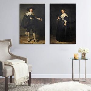 Obraz na plátně Rembrandt - Portréty Martena Soolmanse a Oopjena Coppita (reprodukce obrazů) obraz