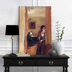 Obraz na plátně Adolf Menzel - Obývací pokoj s umělcovou sestrou (reprodukce obrazů) obraz