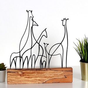 Hanah Home Kovová dekorace Giraffe Family 35 cm černá obraz