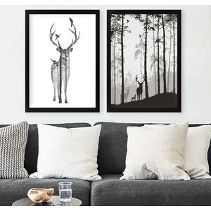 Wallity Sada obrazů Deer 2 ks 34x44 cm černá/bílá obraz