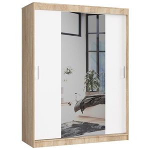 Ak furniture Šatní skříň se zrcadlem Reton 150 cm dub sonoma/bílá obraz