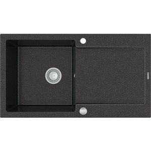MEXEN Leo granitový dřez 1 s odkapávačem 900x500 mm, černá spotty 6501901010-76 obraz