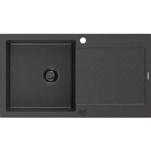 MEXEN/S Leo granitový dřez 1 s odkapávačem 900x500 mm, černá kropenatá, + sifon grafit 6501901010-76-B obraz