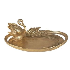 Zlatá antik dekorativní mísa/talíř s labutí Swan - 25*20*9 cm 6PR3730 obraz