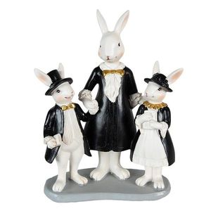 Bílo-černá dekorace králičí rodinka- 16*8*21 cm 6PR3873 obraz
