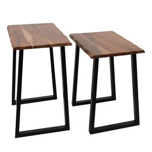 Set 2ks odkládací stolek kovové nohy a dřevěná deska - 50*30*50 / 45*30*45 cm 65162 obraz