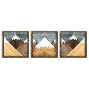 Wallity Sada obrazů Mountains 3 ks 50x50 cm hnědý obraz