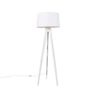 Moderní stojací lampa stativ bílá s odstínem lnu bílá 45 cm - Tripod Classic obraz