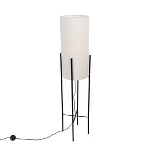 Designová stojací lampa černé lněné odstín šedé - Rich obraz