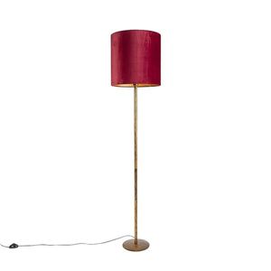 Vintage stojací lampa zlatá s červeným odstínem 40 cm - Simplo obraz