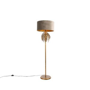 Vintage stojací lampa zlatá se sametovým odstínem taupe 50 cm - Botanica obraz