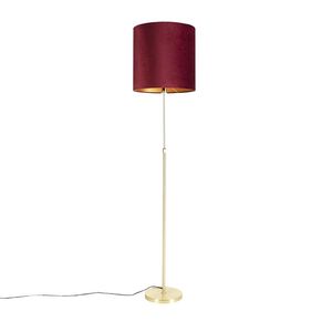 Stojací lampa zlatá / mosazná s odstínem červeného sametu 40/40 cm - Parte obraz