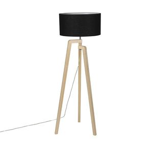 Moderní stojací lampa dřevo s černým odstínem 45 cm - Puros obraz