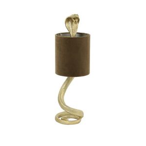 Zlatá antik stolní lampa kobra s karamelovým stínidlem Cobra - 20*19*58cm / E27 1863784 obraz