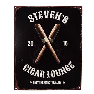 Černá antik nástěnná kovová cedule s doutníky Cigar Lounge - 20*1*25 cm 6Y5226 obraz