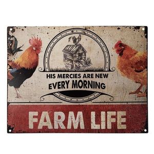Béžová nástěnná kovová cedule Farm Life -33*1*25 cm 6Y5200 obraz