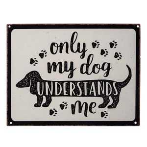Béžová nástěnná kovová cedule My dog Understands me - 33*25 cm 6Y5190 obraz