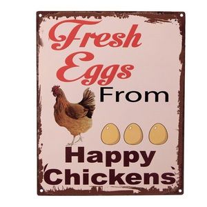 Růžová nástěnná kovová cedule Fresh Eggs - 20*25 cm 6Y5127 obraz