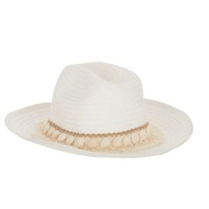 Bílý slaměný dámský klobouk s mušličkami a střapci Shells - 35*28*13cm 22434 obraz