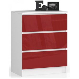 Ak furniture Komoda Kuba 60 cm - 3 šuplíky bílá/červená obraz