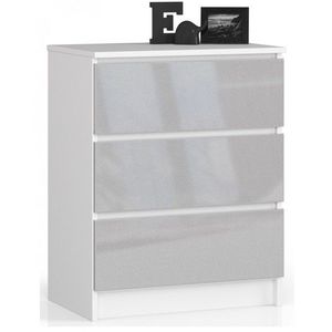 Ak furniture Komoda Kuba 60 cm - 3 šuplíky bílá/šedá obraz