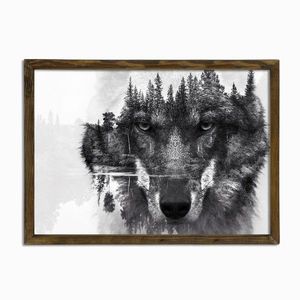 Wallity Nástěnný obraz Wolf 50x70 cm černobílý obraz