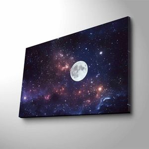Wallity Obraz s LED osvětlením BAREVNÉ NEBE S MĚSÍCEM 45 x 70 cm obraz