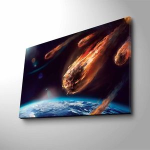 Wallity Obraz s LED osvětlením LETÍCÍ ASTEROID 45 x 70 cm obraz