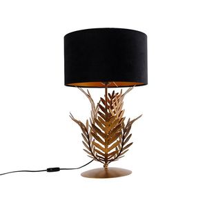 Vintage stolní lampa zlatá se sametovým odstínem černá 35 cm - Botanica obraz