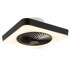 Chytrý stropní ventilátor čtvercový černý včetně LED stmívatelné - Climo obraz