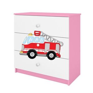 Kocot kids Komoda Babydreams 80 cm hasiči růžová obraz