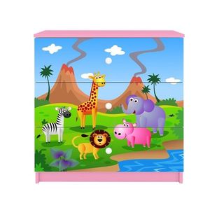 Kocot kids Komoda Babydreams 80 cm safari růžová obraz